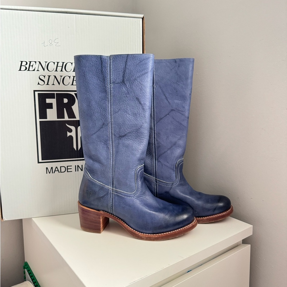 Rare Frye Sapphire Blue Sabrina Campus 77525SAP western boots USA made